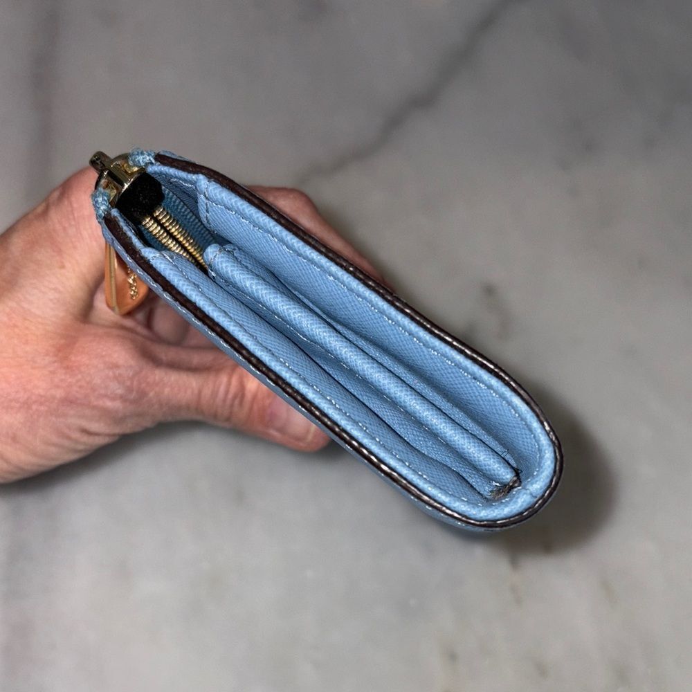 Michael Kors Wallet Blue Jet Set Travel Large Saffiano Leather Fill Quarter-Zip - Picture 10 of 16